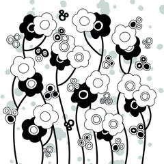 Background with flowers, vector illustration with stylized flowers.