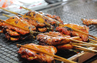 Grilled Chicken Skewers Street food in Thailand
