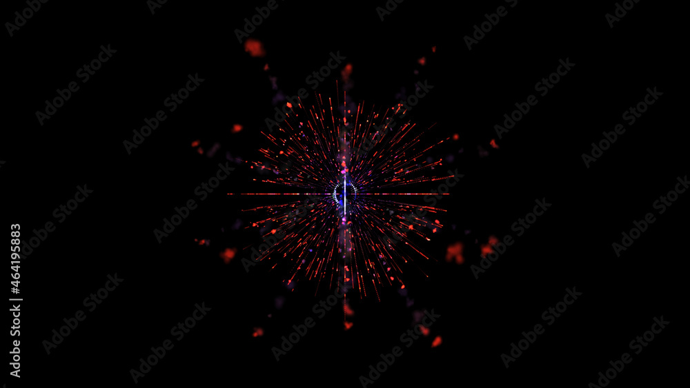 Poster red abstract star from particles. modern abstract red and black glowing design