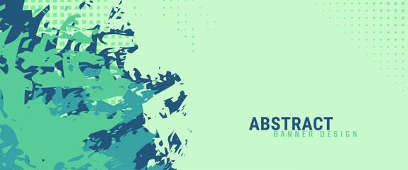 abstract banner background template with green grunge texture.