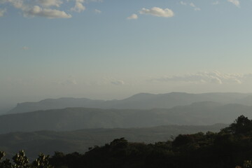 misty evening in the mountains