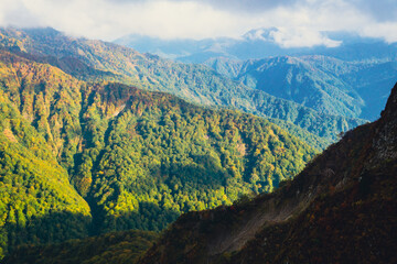 雨飾山からの眺め　紅葉の山