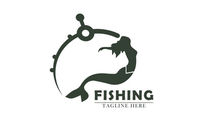 Obraz premium beautiful simple and elegant design of fishing rods and mermaids