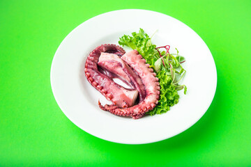 octopus food in plate second course seafood fresh meal snack on the table copy space food background rustic 