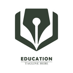 educational concept pen and book logo icon