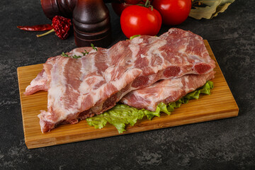 Raw pork ribs for cooking
