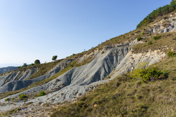 Landscape of a mountain with volcanic rock of gray color