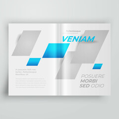 Brochure Cover design template Action Rhombus style blue color, blocks for images