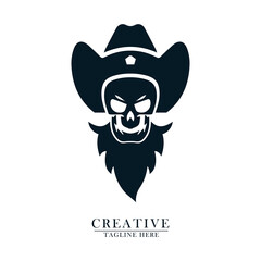 cowboy skull beard icon logo vektor