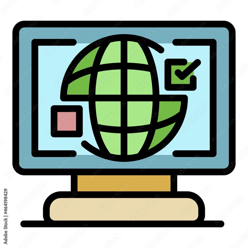 Poster web online survey icon. outline web online survey vector icon color flat isolated