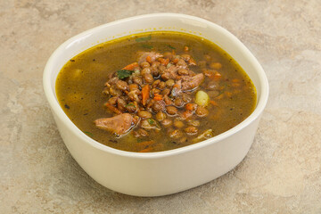 Lentil soup with chicken and vegetables
