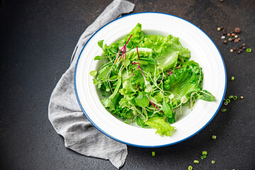 fresh salad mix leaves herbs vitamin aperitif fresh ready to eat meal snack on the table copy space...