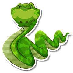 Fototapeta premium Snake cartoon character on white background
