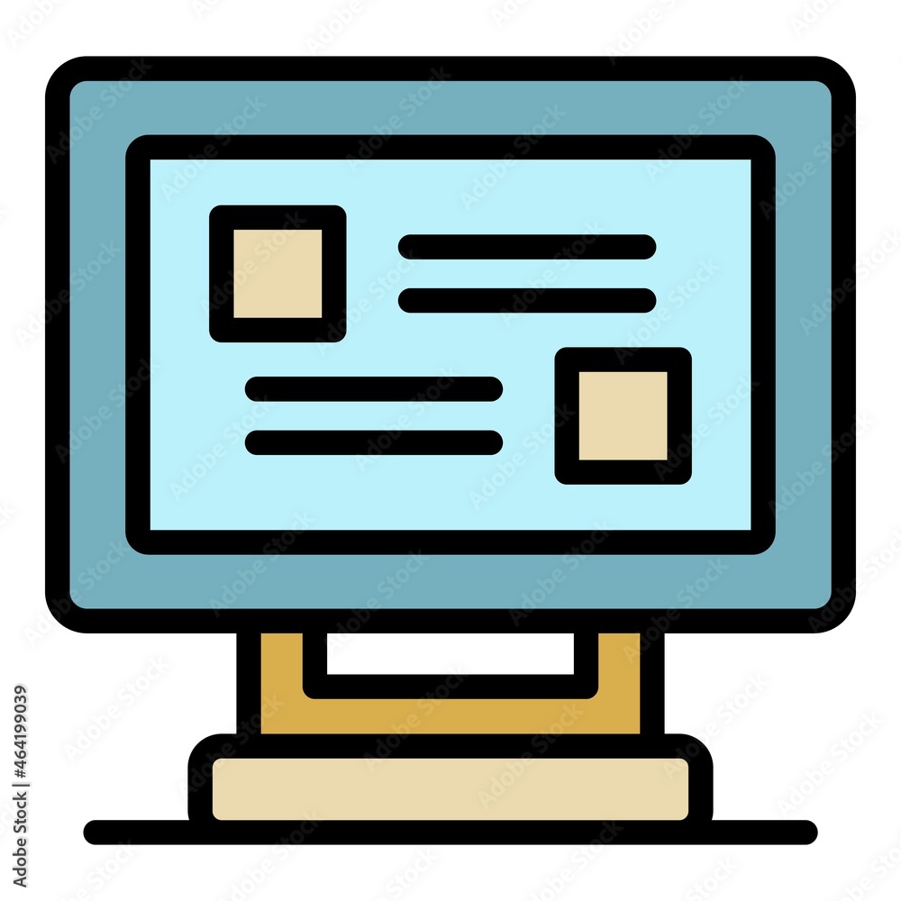 Poster quiz monitor icon. outline quiz monitor vector icon color flat isolated