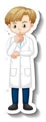 Scientist boy cartoon character sticker