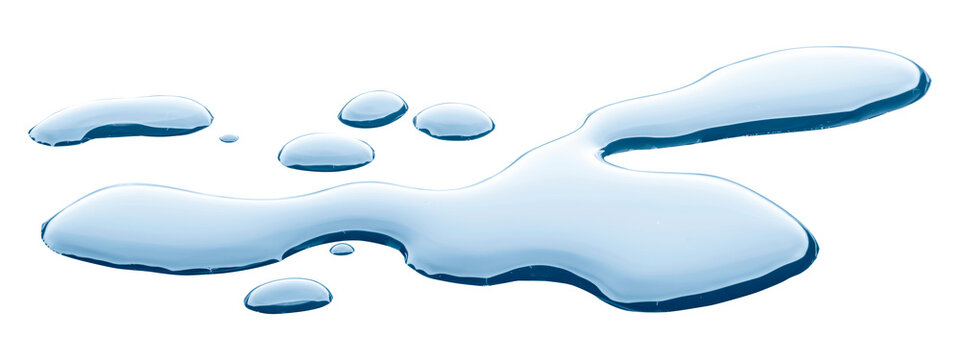 spill water drop on the floor isolated with clipping path on white background.