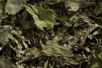Detailed and large close up shot of peppermint tea.