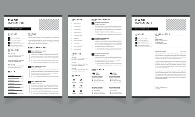 Professional Resume Template Print Design, CV & Cover Letter Set 