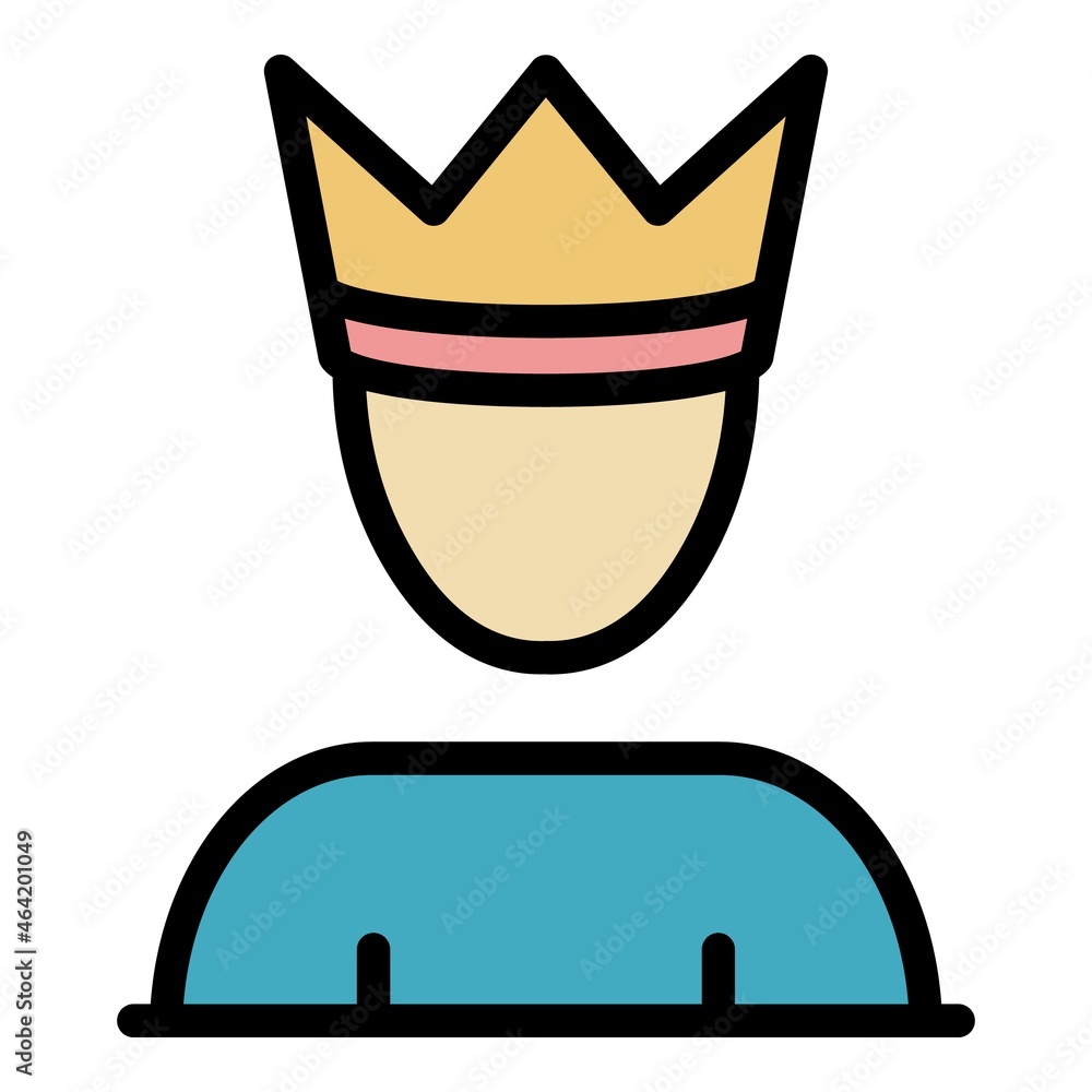 Wall mural man with crown icon. outline man with crown vector icon color flat isolated - Wall murals