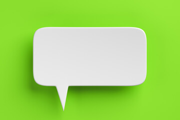 Fototapeta na wymiar Empty white social media notification icon on a green background. 3D rendering