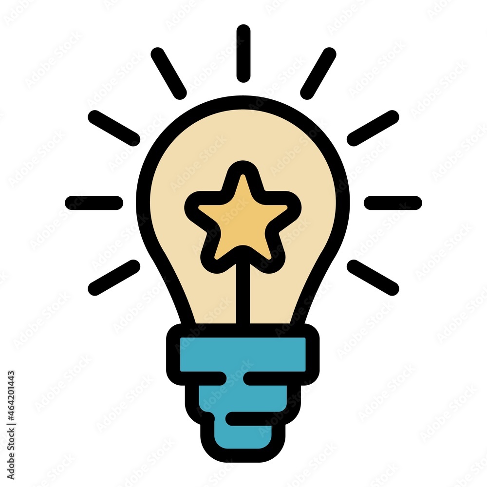 Poster idea bulb icon. outline idea bulb vector icon color flat isolated