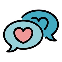 Love chat icon. Outline love chat vector icon color flat isolated