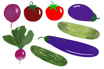 set of fresh vegetables