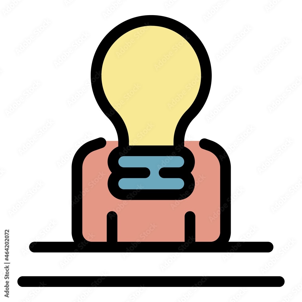 Poster bulb idea worker icon. outline bulb idea worker vector icon color flat isolated
