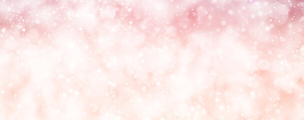 Abstract blurred pink bokeh lights background with slight gold