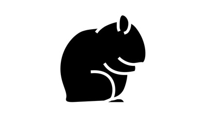 hamster pet animated glyph icon. hamster pet sign. isolated on white background