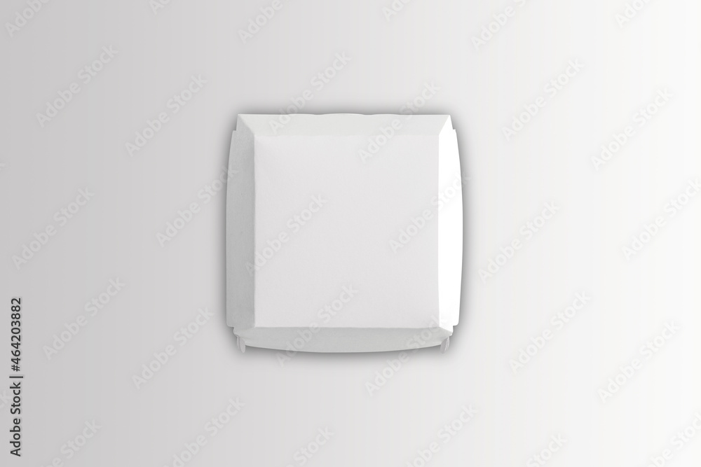 Aufkleber empty blank white burger box with wrapped burger mock up isolated on a grey background. 3d rendering