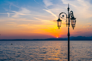 Sunset over Lake Garda in Lazise, Italy