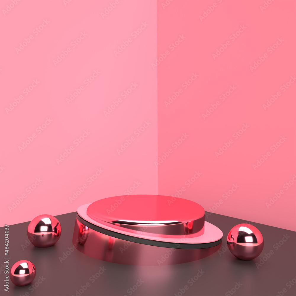 Poster minimal background, mock up with podium for product display,abstract white geometry shape background