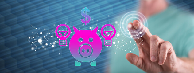 Man touching a crowdfunding concept