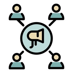 Company brand icon. Outline company brand vector icon color flat isolated