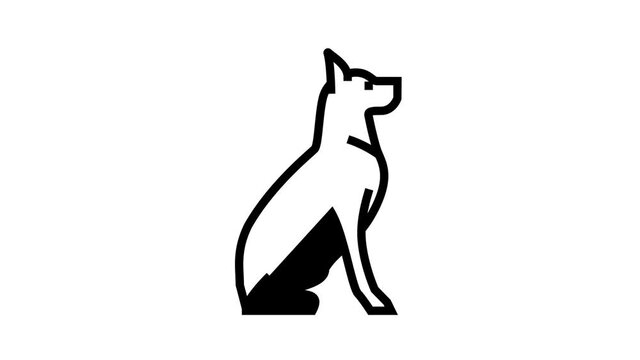 dog pet animated line icon. dog pet sign. isolated on white background