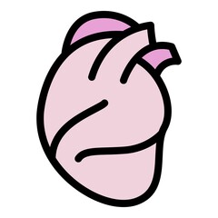 Healthy human heart icon. Outline healthy human heart vector icon color flat isolated