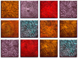 Colorful wall art mixed digital tiles design for interior home or ceramic tiles design.