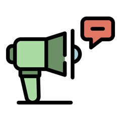 Megaphone storyteller icon. Outline megaphone storyteller vector icon color flat isolated