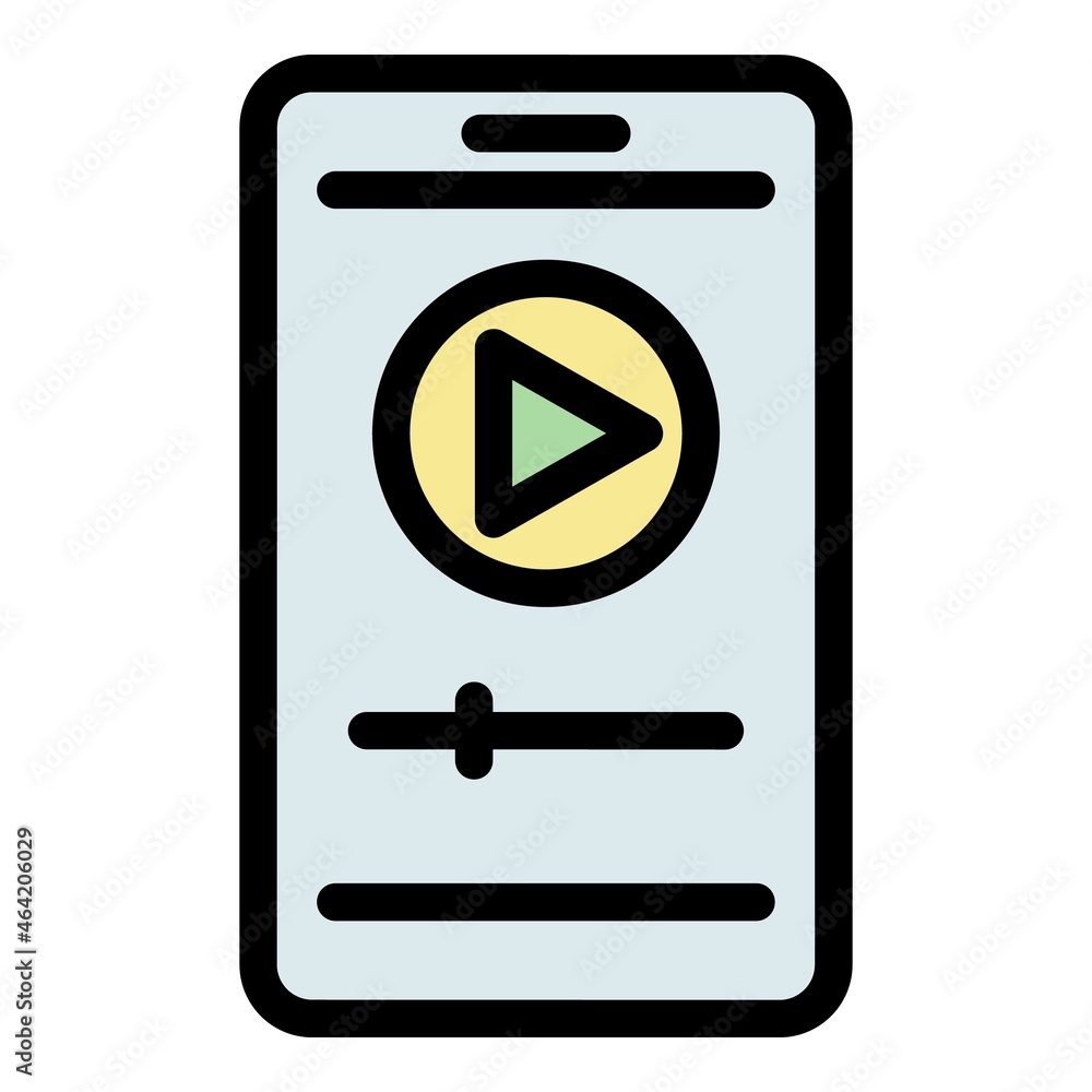 Poster smartphone player icon. outline smartphone player vector icon color flat isolated