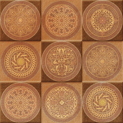 Colorful wall art mixed digital tiles design for interior home or ceramic tiles design.