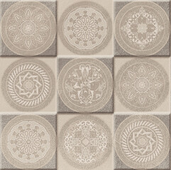 Colorful wall art mixed digital tiles design for interior home or ceramic tiles design.