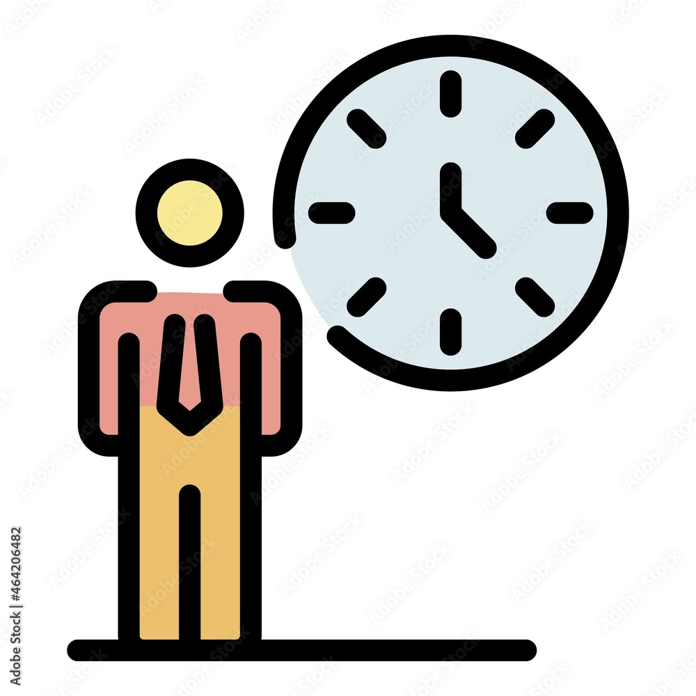 Poster working time icon. outline working time vector icon color flat isolated