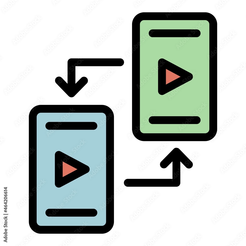 Aufkleber smartphone data exchange icon. outline smartphone data exchange vector icon color flat isolated