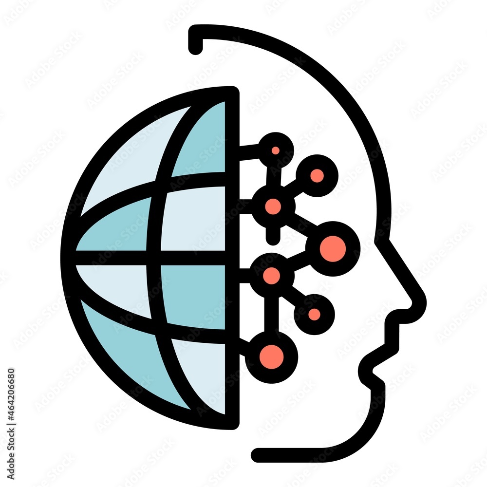 Poster machine learning icon. outline machine learning vector icon color flat isolated