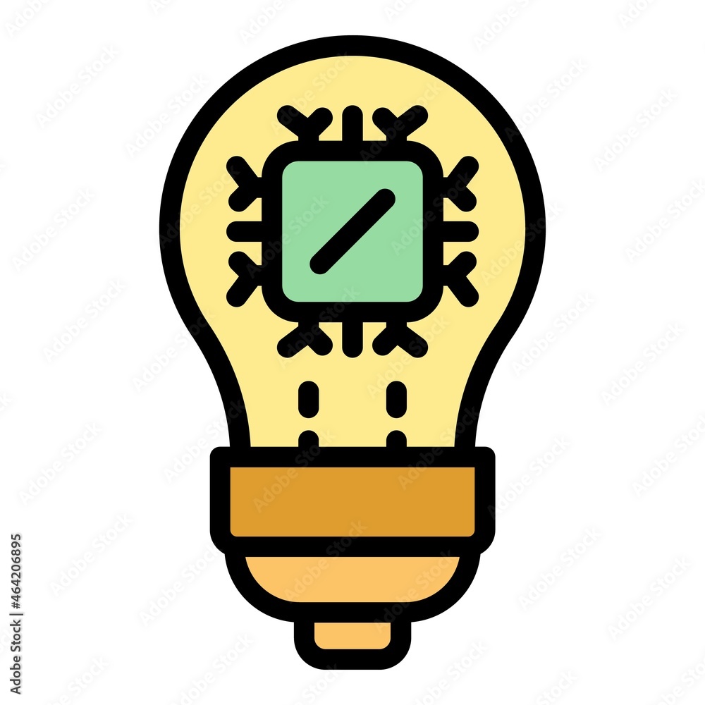 Poster ai smart bulb icon. outline ai smart bulb vector icon color flat isolated