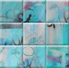 Colorful wall art mixed digital tiles design for interior home or ceramic tiles design. © JISK