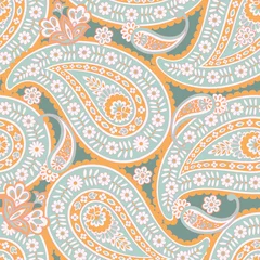 Keuken foto achterwand Paisley Naadloos patroon met paisley ornament. Sierlijke bloemen decor voor stof. vector illustratie