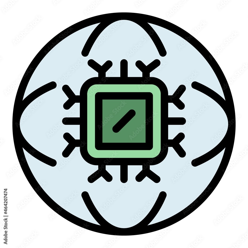 Poster ai global processor icon. outline ai global processor vector icon color flat isolated