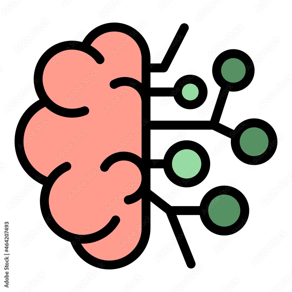 Poster smart brain icon. outline smart brain vector icon color flat isolated